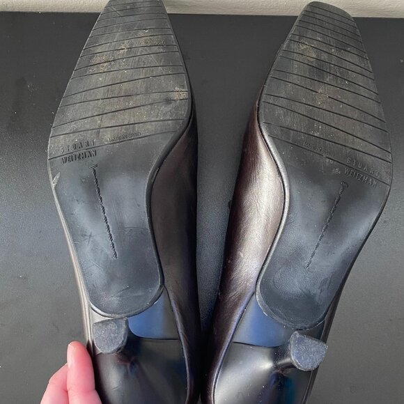 Vintage Late 1990s/Early 2000s Stuart Weitzman Square Toe Kitten Heels - Picture 8 of 8